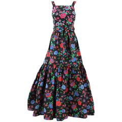 1960s Stop Senes Flowered Silk Dress