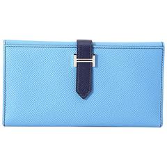 Hermes "Bearn" Wallet Epsom Leather Blue Paradise / Blue Saphir Color PHW