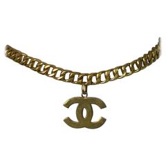 Vintage Chanel Gold Tone CC Pendant Belt