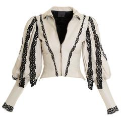 FENDI Puffed Sleeve Soft Leather Jacket