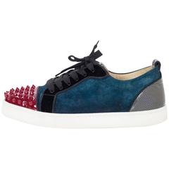 Christian Louboutin Teal & Red Louis Jr Spike Sneakers Sz 40 rt. $795