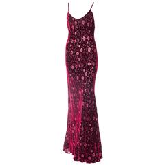 1990s Bias Velvet Devoré Dress 10