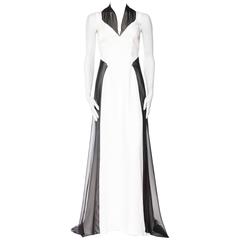 Backless Thierry Mugler Couture Chiffon Trained Gown Size 44 1