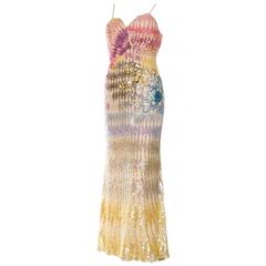 1970s Versace Style Hand Sequined Gown 8