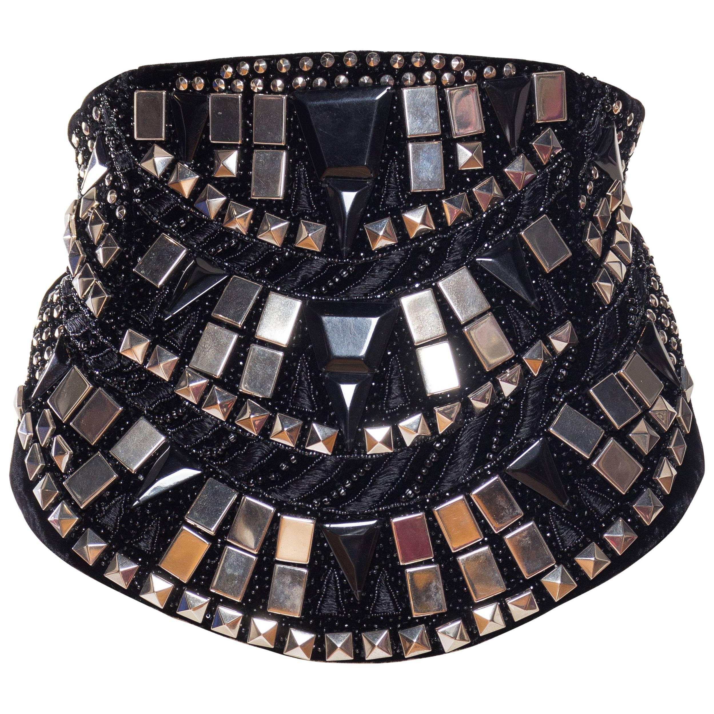 Awesome Metal Studded Krizia Velvet Belt