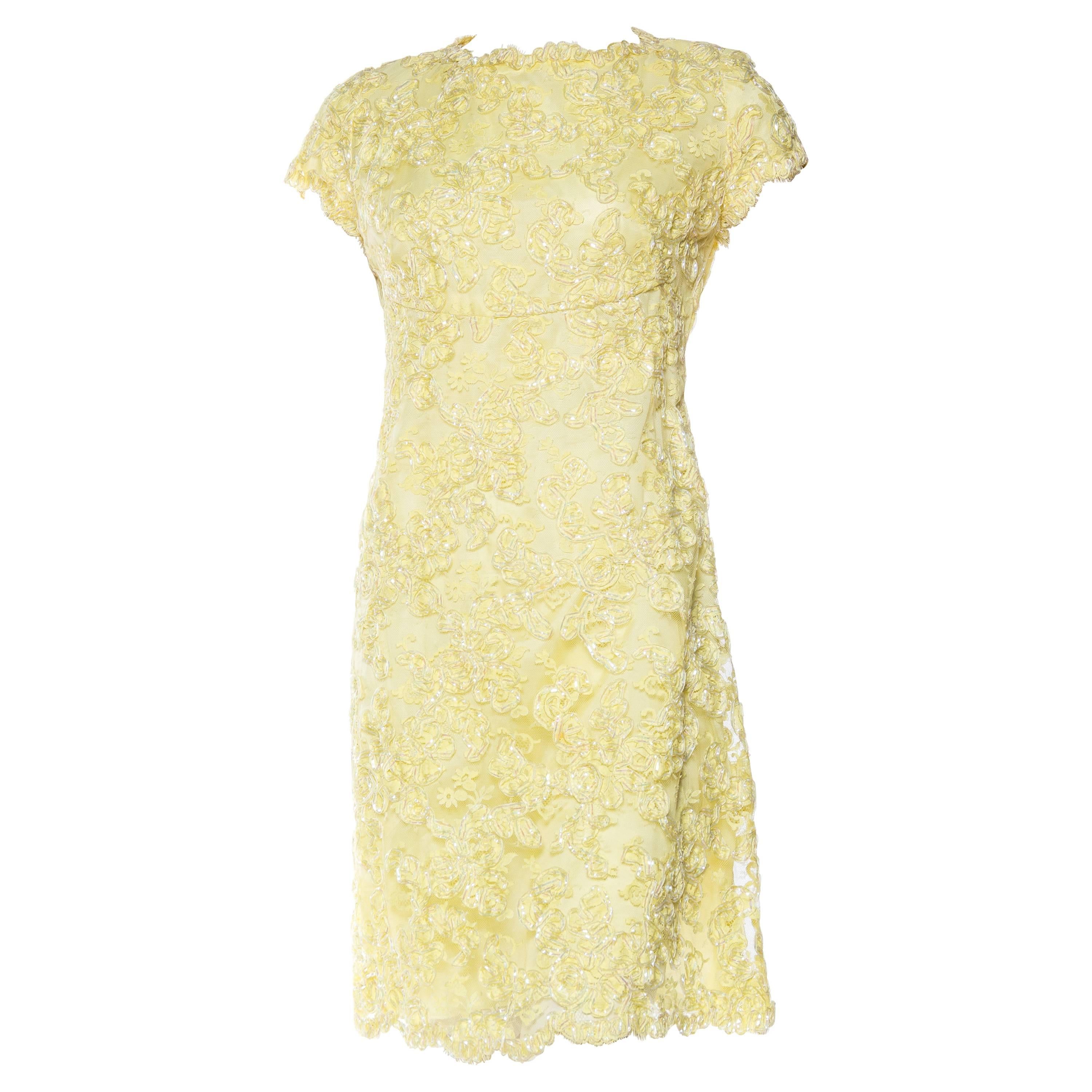 Fun 1960s Lurex Embroidered Lace Dress