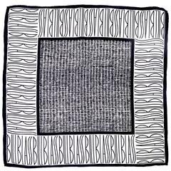 Bill Blass Vintage Silk Scarf Statement Logo Black White Abstract Geometric 5
