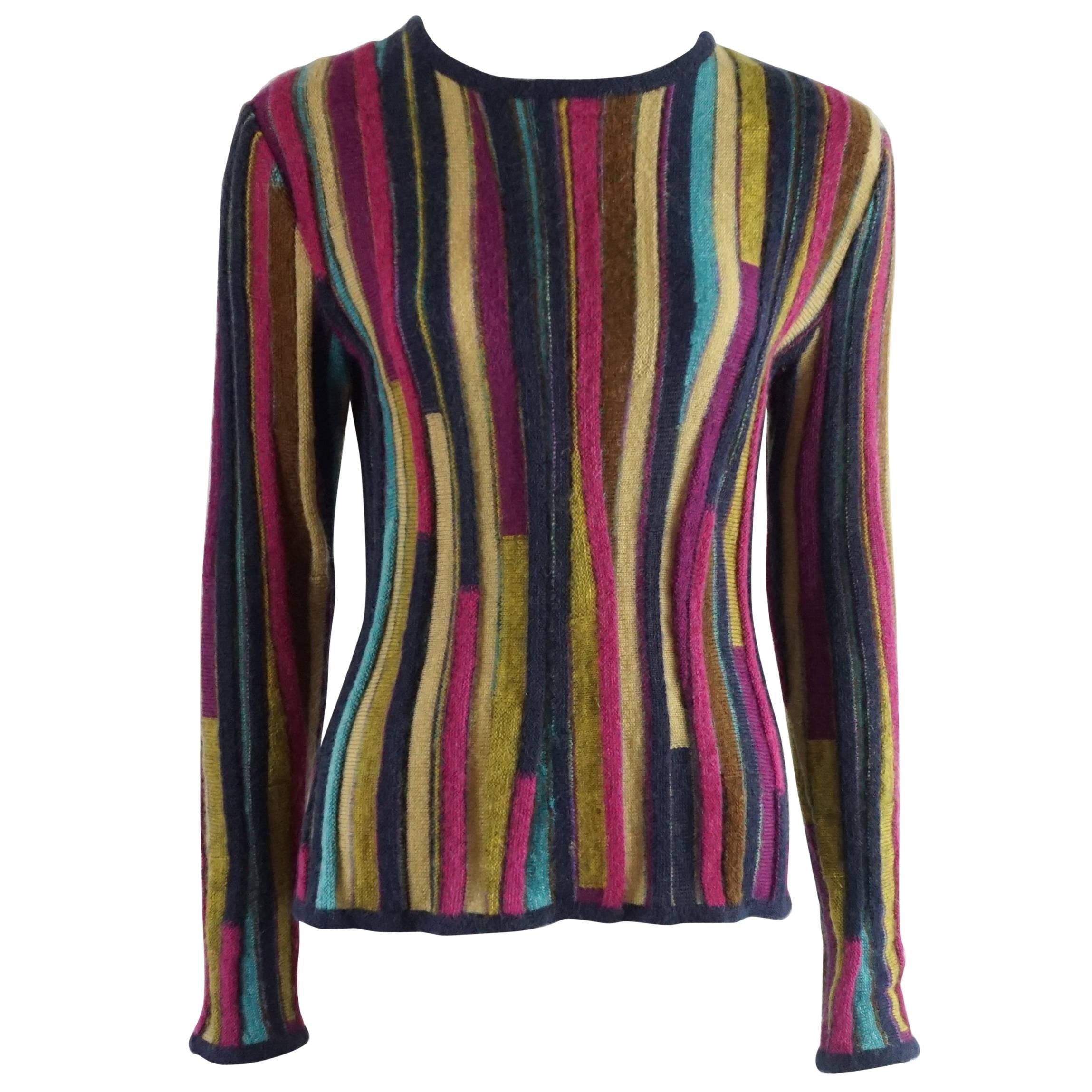 Missoni Multicolor Striped Long Sleeve Mohair Sweater - M