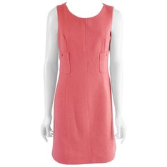 Vintage Chanel Pink Wool Sleeveless Shift Dress with Pockets – 8 - 1980's