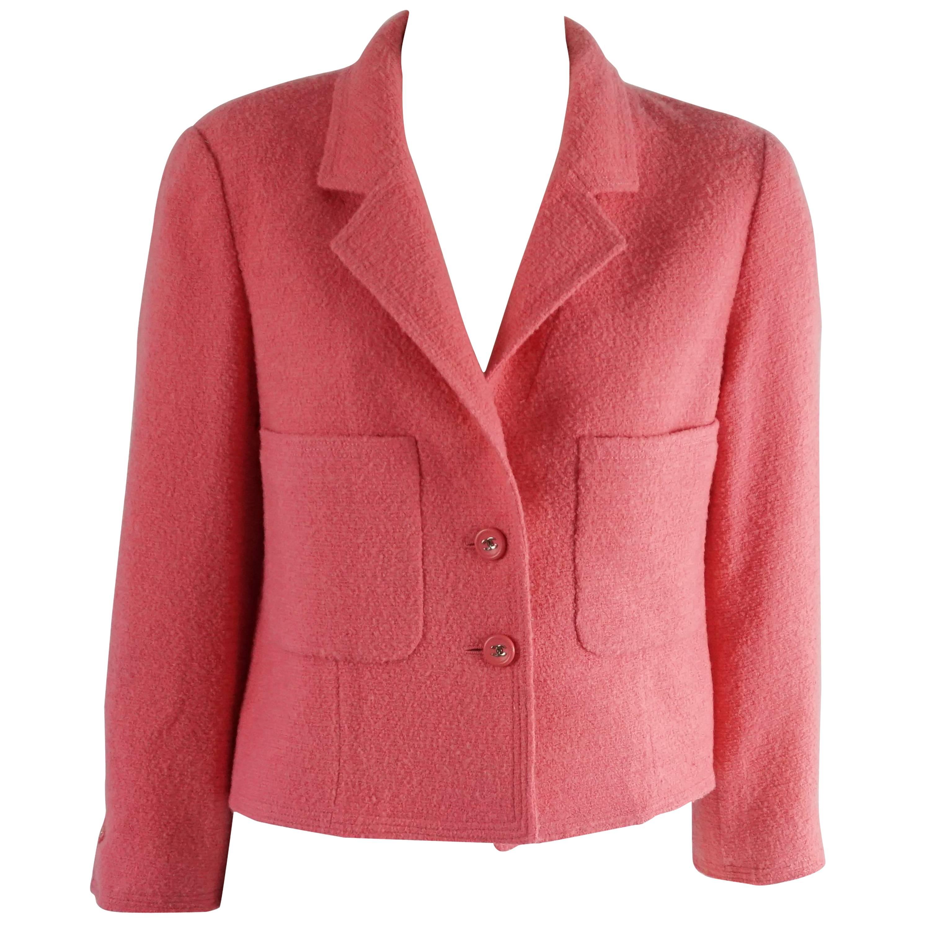 Chanel Pink Wool Crop Jacket with Pockets – 8 - 1980's