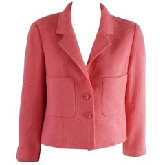 Vintage Chanel Pink Wool Crop Jacket with Pockets – 8 - 1980's