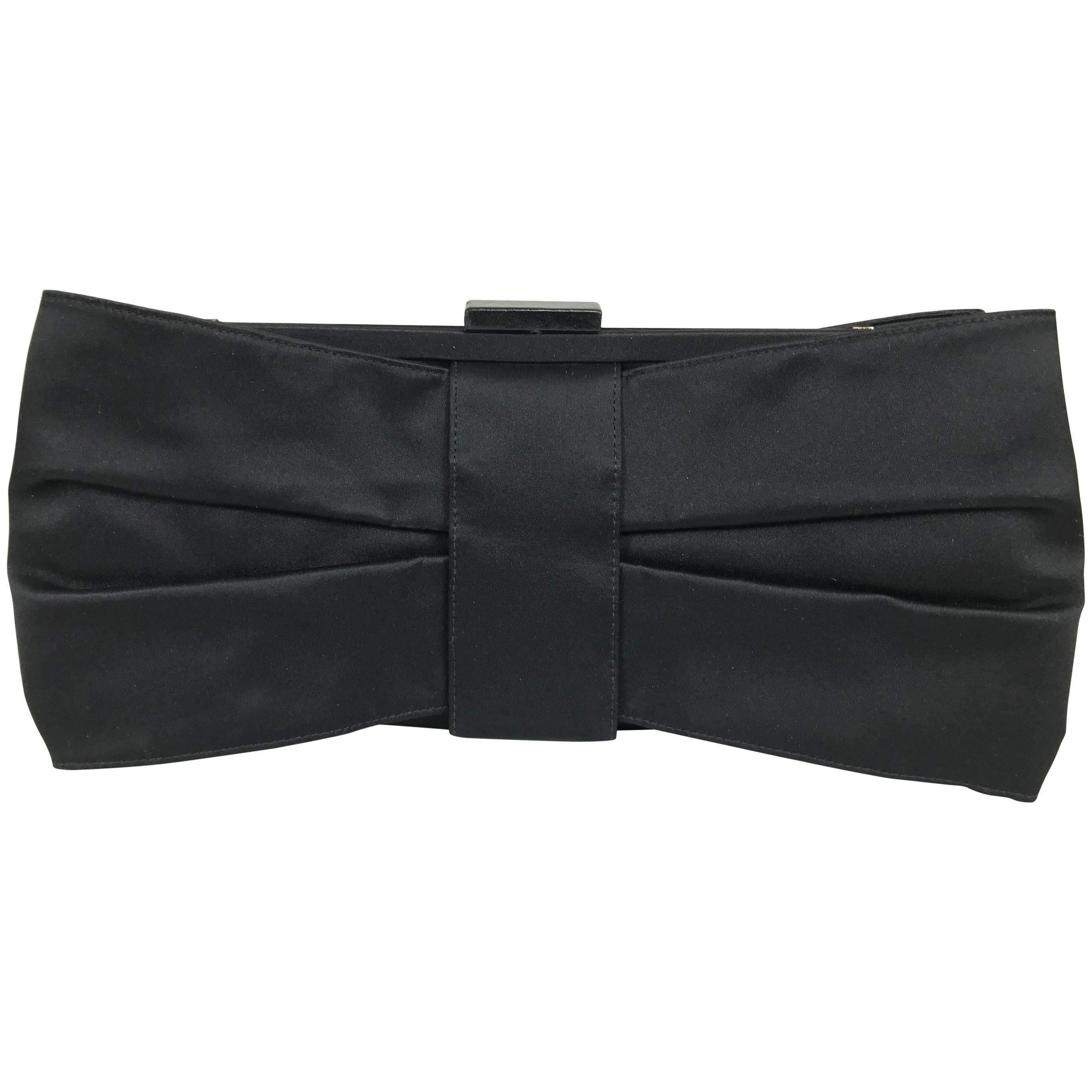 Oscar de la Renta black silk bow shape clutch evening or shoulder bag