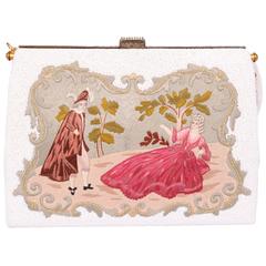 French Hand Embroidered Caviar Beaded Evening Bag, Sterling Silver Frame 10