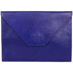 La Bagagerie, Paris Hellblaue Leder-Clutch mit Umschlag