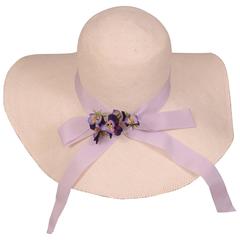 Wathne White Straw Hat with Violets 9