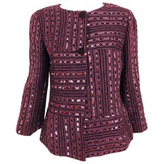 Chanel 2000 Cruise collection Burgundy abstract sequin grid jacket at ...