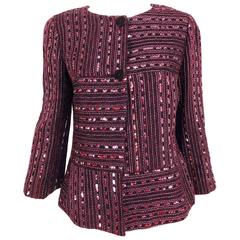 Chanel 2000 Cruise collection Burgundy abstract sequin grid jacket 8