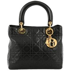 Christian Dior Lady Dior Handbag Cannage Quilt Lambskin Medium