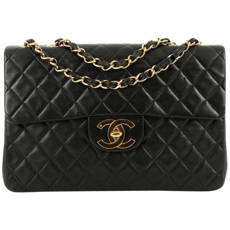 Chanel Vintage Classic Single Flap Bag Quilted Lambskin Maxi