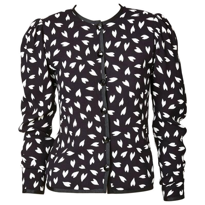 Yves Saint Laurent Patterned Silk Crepe Cropped Jacket