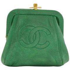 Chanel Green Caviar Leather Coin Case Wallet  