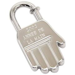 Hermes Annee De La Main Silver Tone Hand Motif Cadena Lock Charm - 2002 Limited