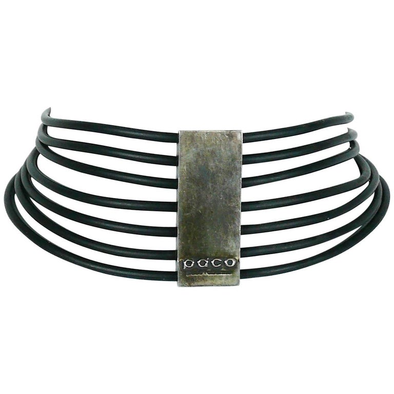 Paco Rabanne Vintage Rubber Choker Necklace at 1stDibs