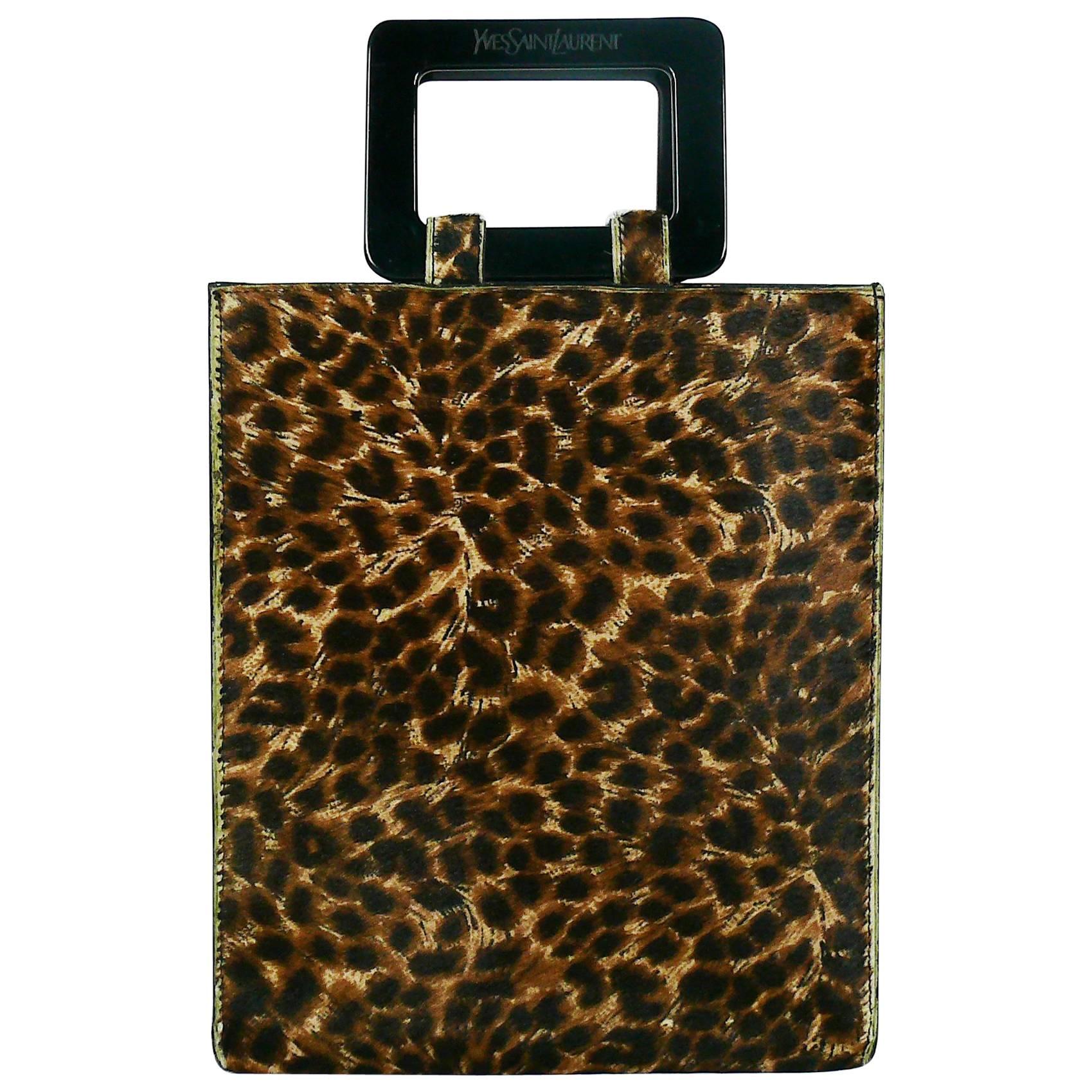 Yves Saint Laurent YSL Vintage Leopard Print Pony Hair Handbag