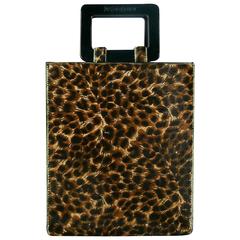 Yves Saint Laurent YSL Vintage Leopard Print Pony Hair Handbag at ...