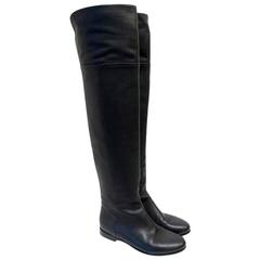 Jimmy Choo Black Leather Mitty Over The Knee Boots