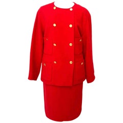 Chanel - Ensemble de tailleur en bouclette rouge