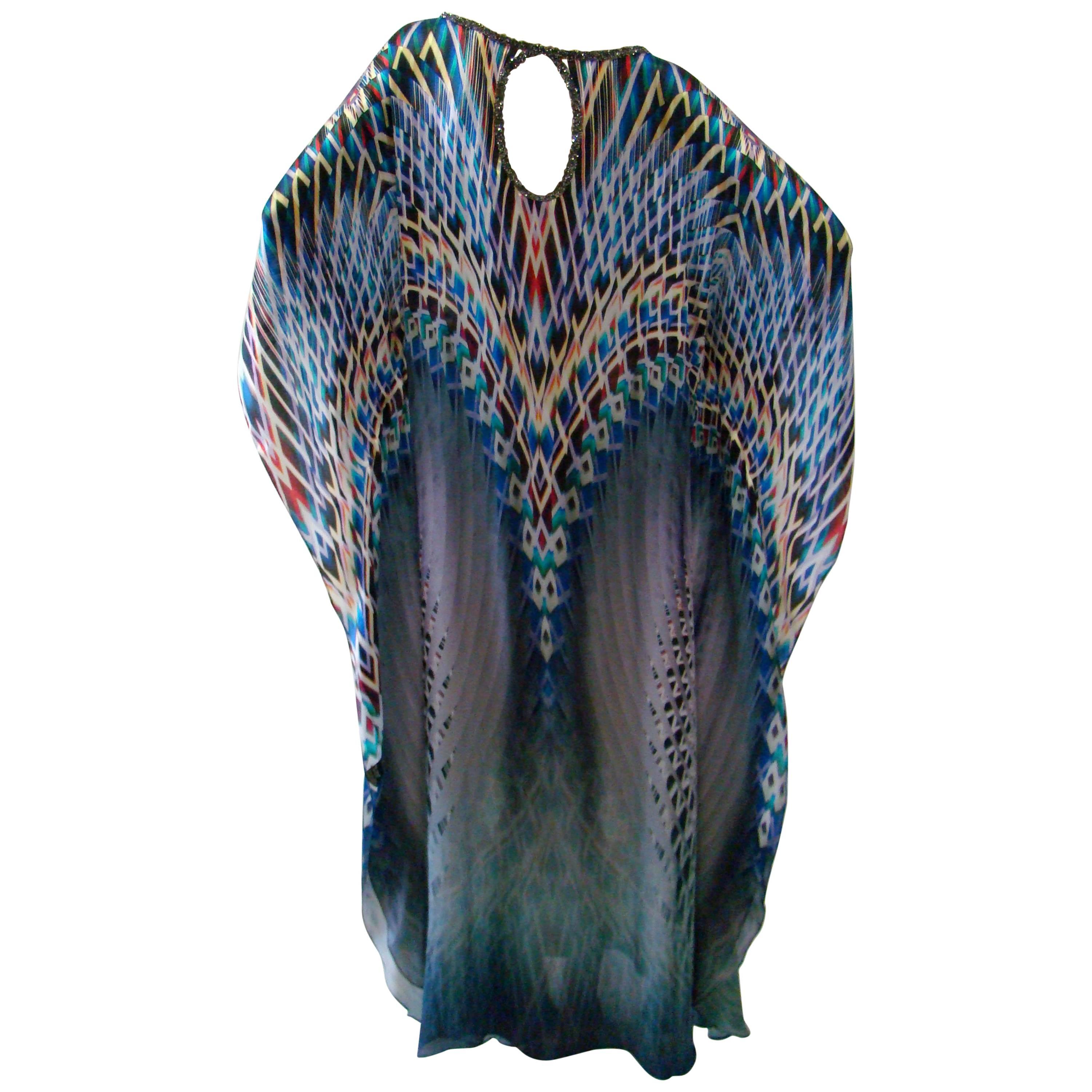 Contemporary Silk Printed Caftan Dress From Laleh Fayaz For Sale