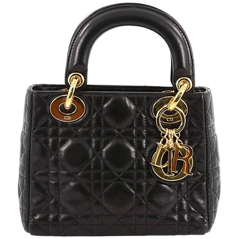 Christian Dior Lady Dior Handbag Cannage Quilt Lambskin Min