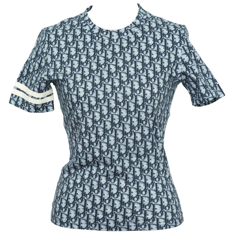 Christian Dior by John Galliano Blue Trotter Logo T-Shirt at