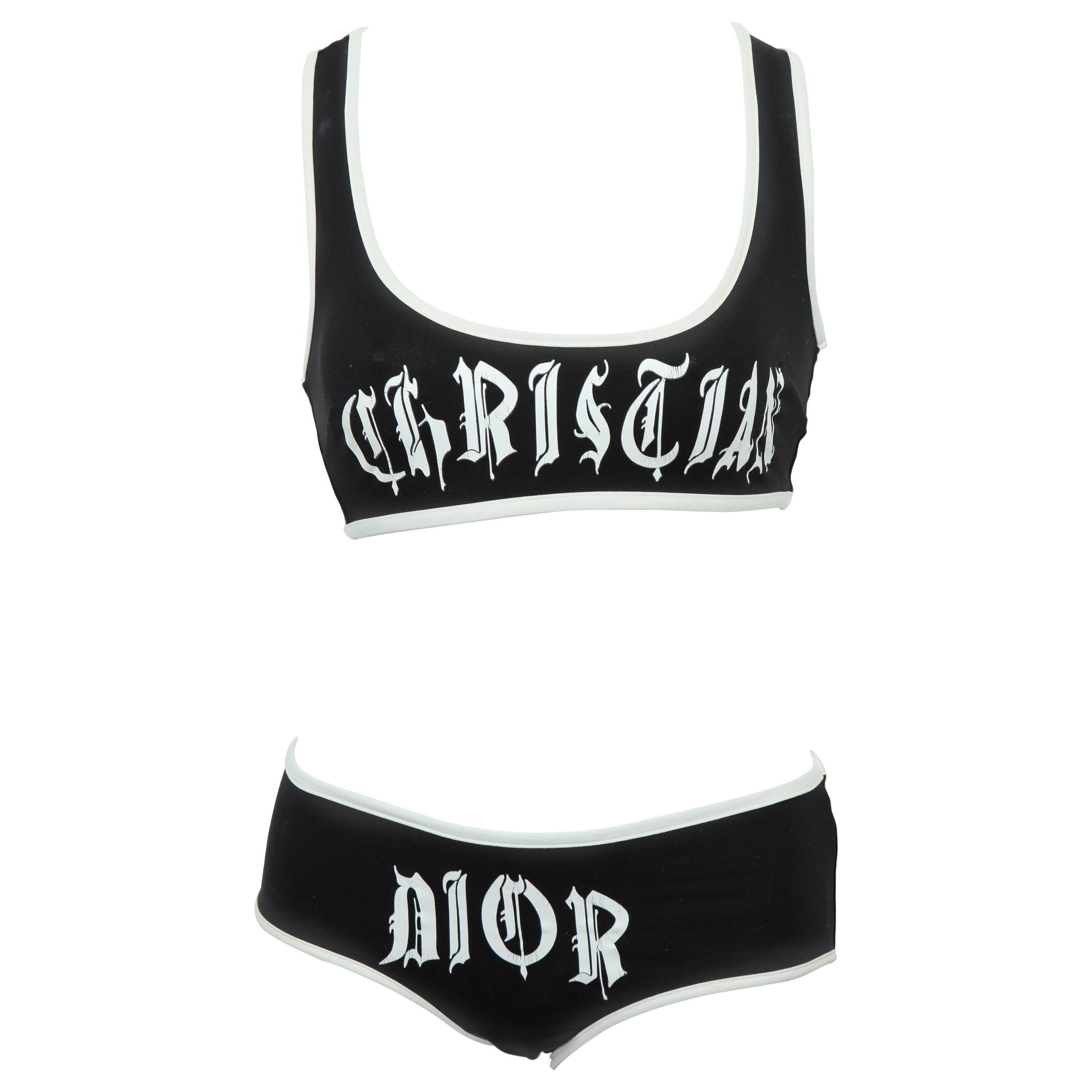 Christian Dior by John Galliano Black and White Bikini  For Sale