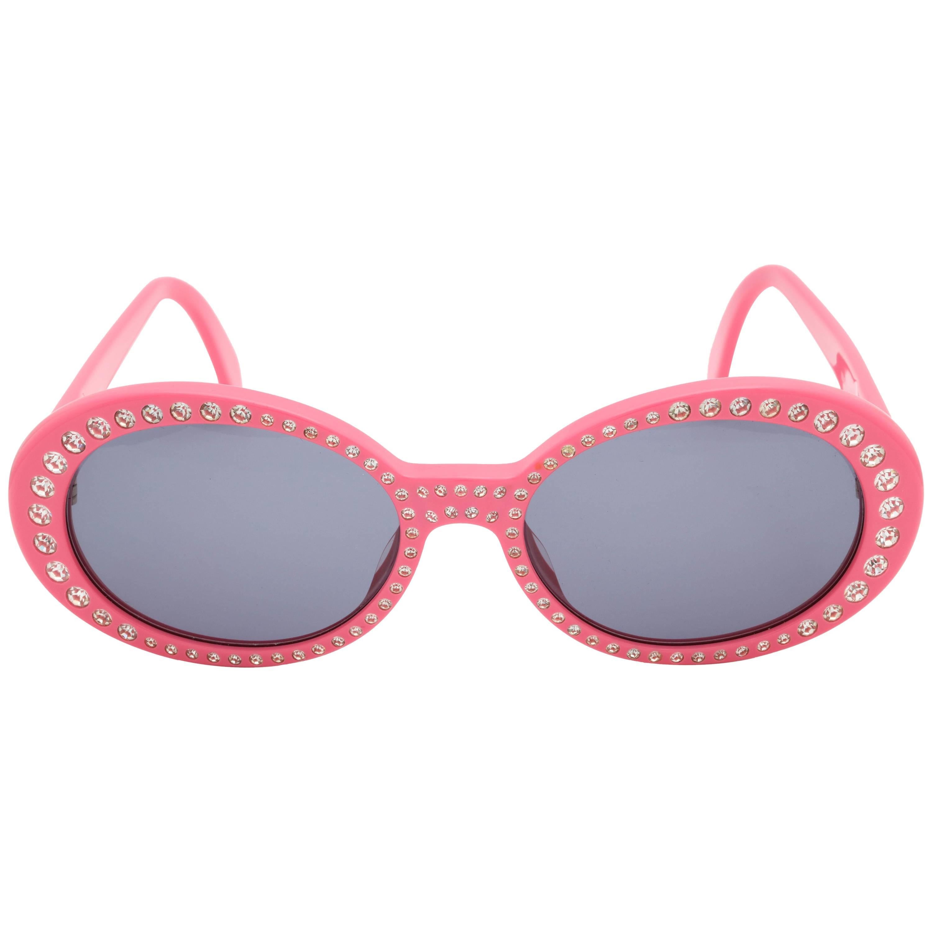 Pink Vintage Chanel Rhinestone Sunglasses