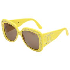 Yellow Vintage Chanel Rhinestone Sunglasses