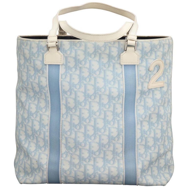 John Galliano for Christian Dior Light Blue Logo Tote Bag with "2" For