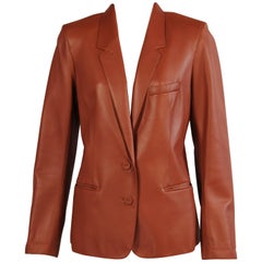 Martin Margiela pour Hermes - Blazer en cuir d'agneau caramel