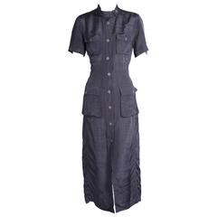 DRies Van Noten Navy Blue Button Front Dress 10