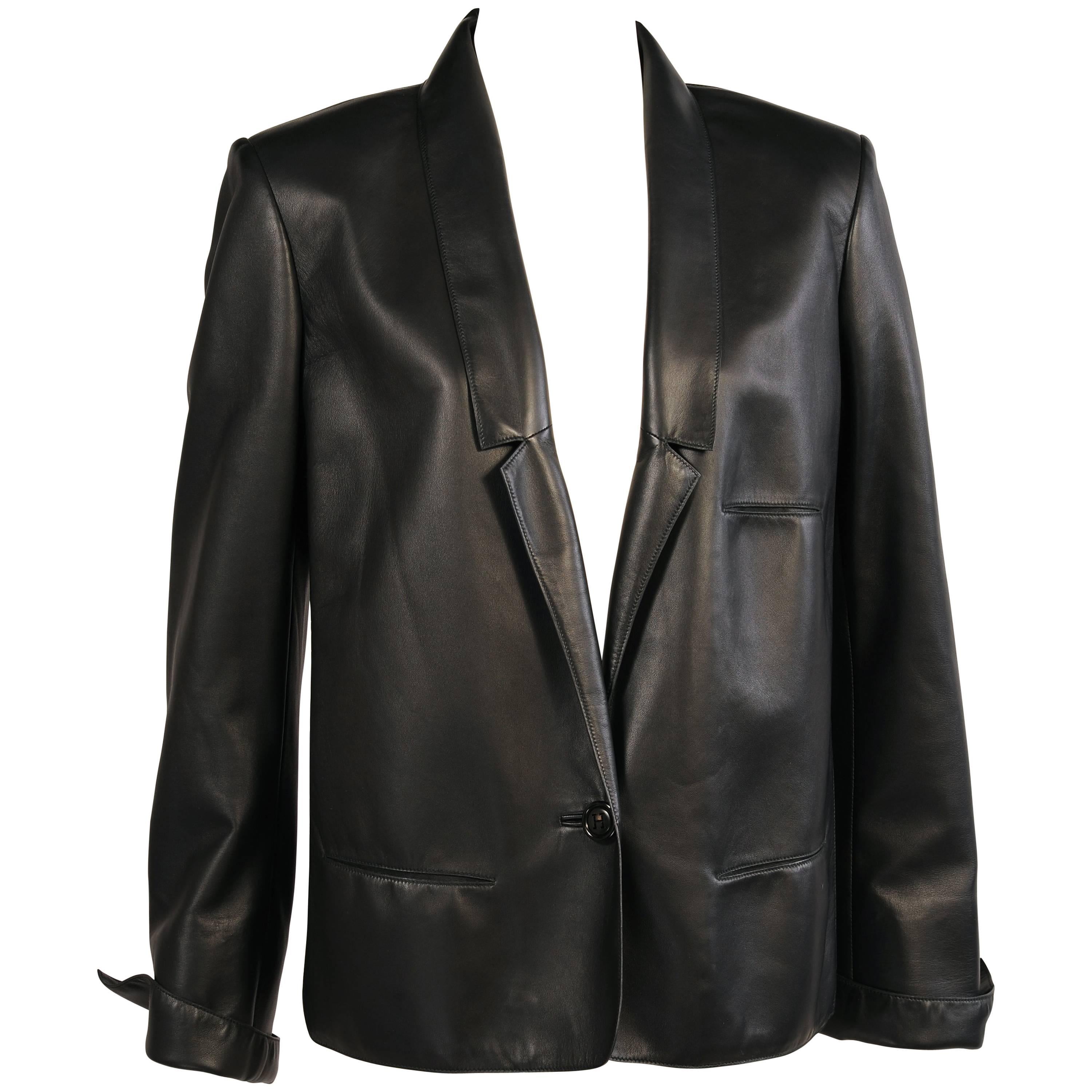 Martin Margiela for Hermes Black Lambskin Jacket circa 2000