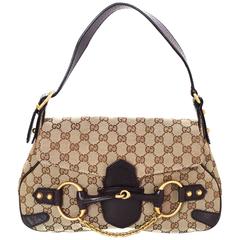 Gucci Brown Monogram Horsebit Flap Bag 7
