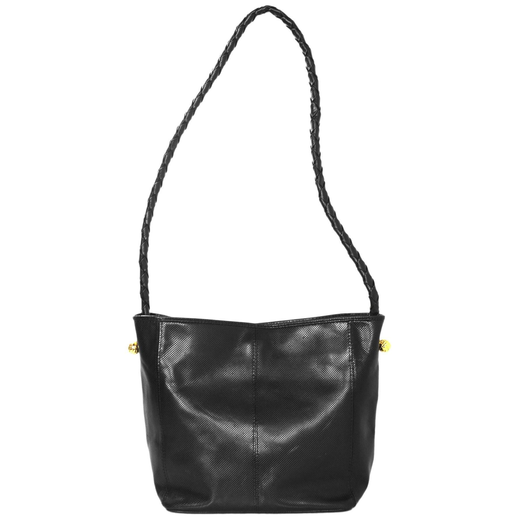 Bottega Veneta Vintage Black Textured Leather Bucket Bag