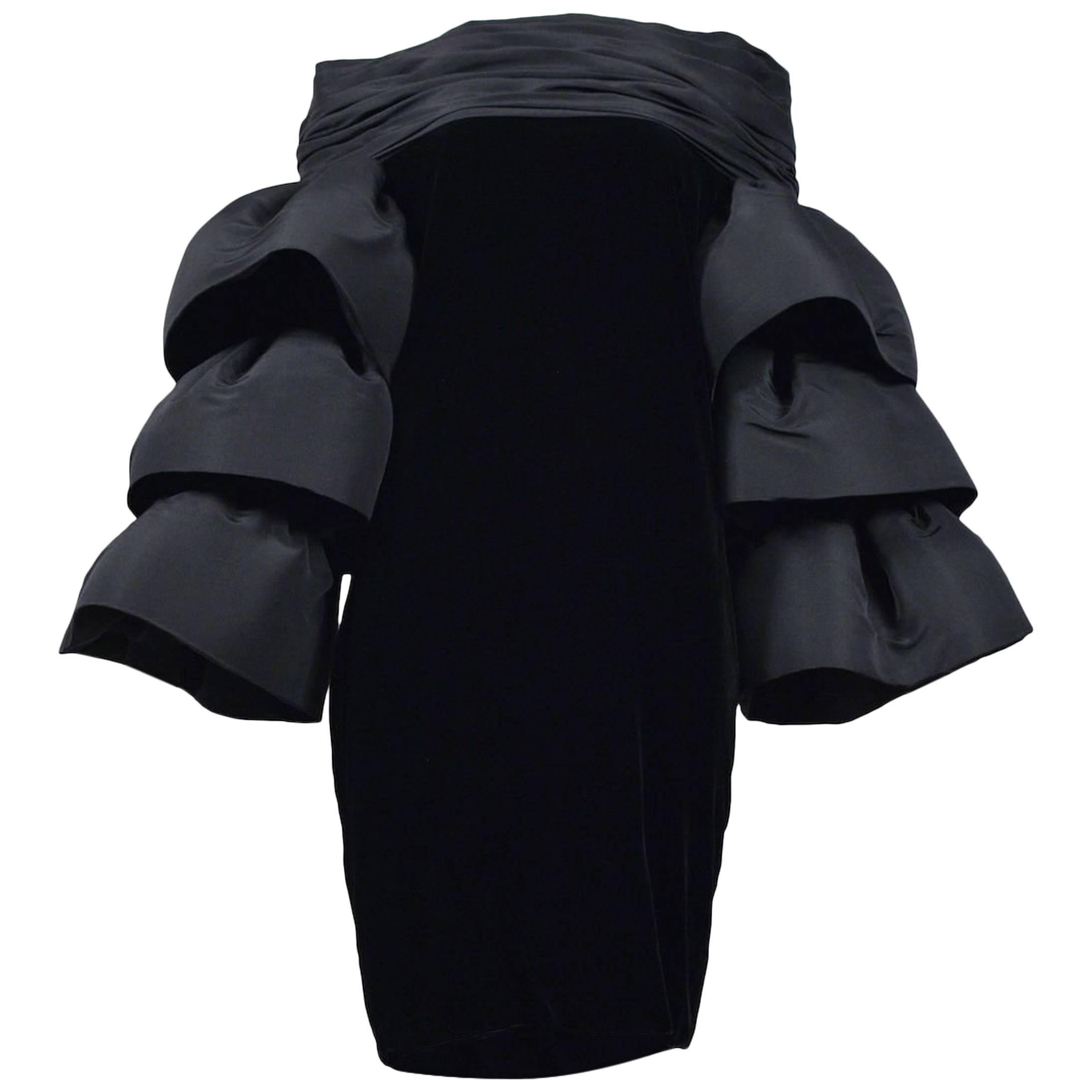 Pierre Cardin Couture Ruffle Sleeve Dress