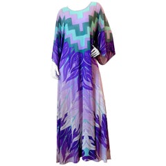 1970's Gottex Kimono Sleeve Caftan Maxi Dress