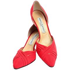 Manolo Blahnik London Vintage Red Shoes Heels 8.5