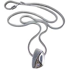 Vintage Danish Mid Century Silver Necklace Modernist Snakeskin Choker 