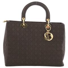 Christian Dior Lady Dior Handbag Cannage Quilt Nylon Large