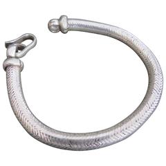 Vintage Large Danish Mid Century Silver Snakeskin Bracelet