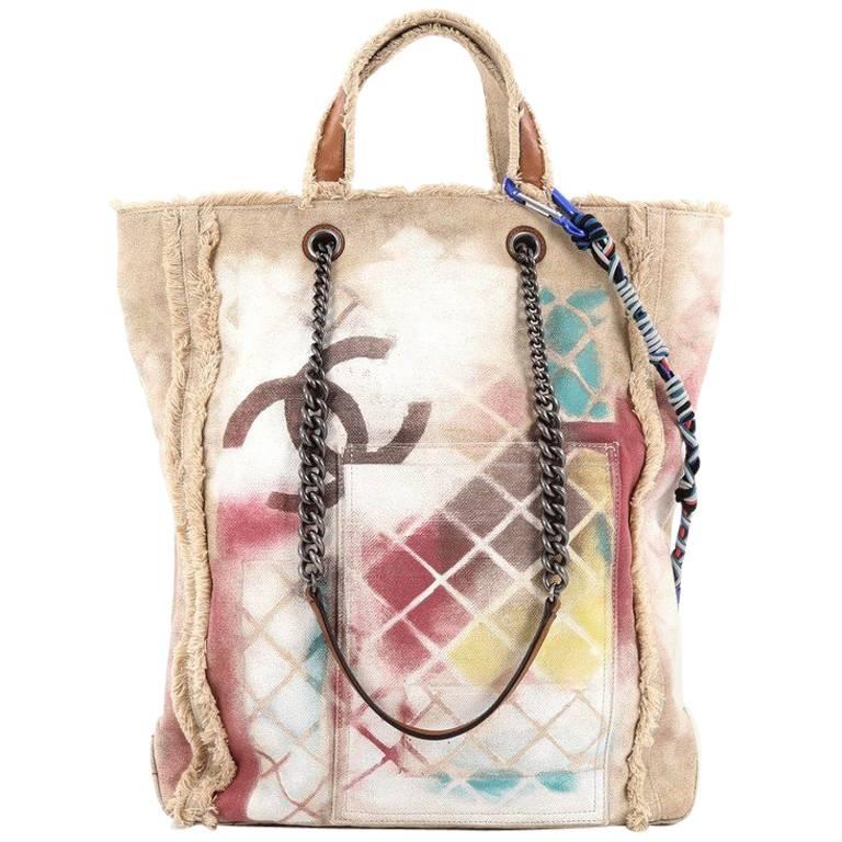 Chanel Art School Oh My Boy Tote Graffiti Canvas